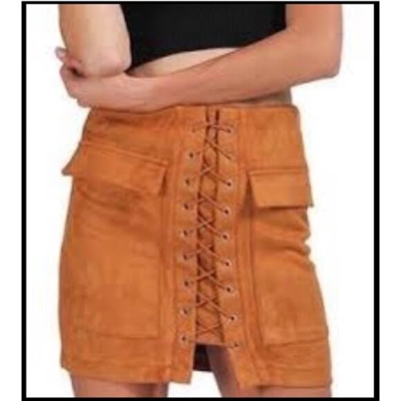 Haute Rogue Faux Suede Lace Up Skirt NWOT - Picture 8 of 8
